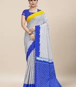 Grey Printed Cotton Saree With Blouse