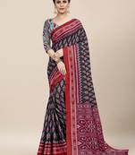 Black Printed Cotton Saree With Blouse