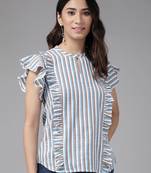 Women'S Cotton Blend Stripeed Regular Top(Multi)