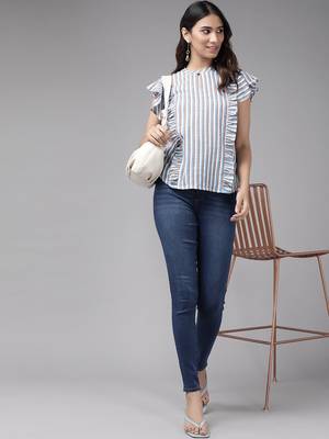 Women'S Cotton Blend Stripeed Regular Top(Multi) 3