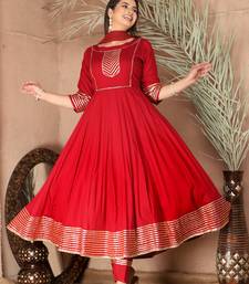 Red gota patti rayon kurta set