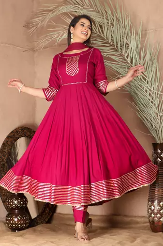 Pink gota patti rayon kurta set