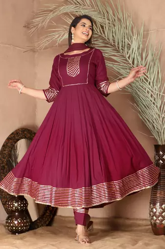 Purple gota patti rayon kurta set