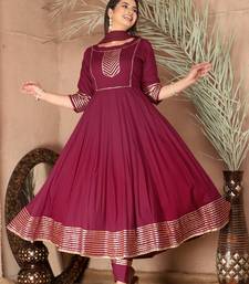 Purple gota patti rayon kurta set
