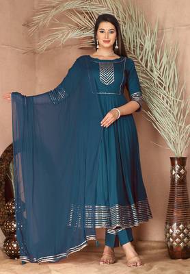 Blue gota patti rayon kurta set 1