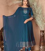 Blue gota patti rayon kurta set