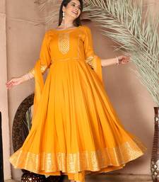 Mustard gota patti rayon kurta set