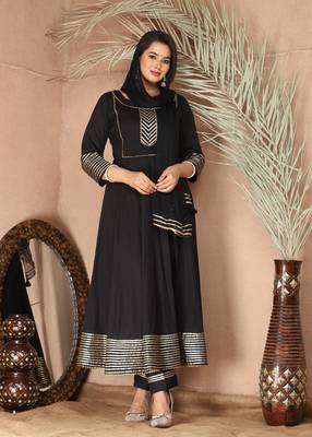Black gota patti rayon kurta set 2
