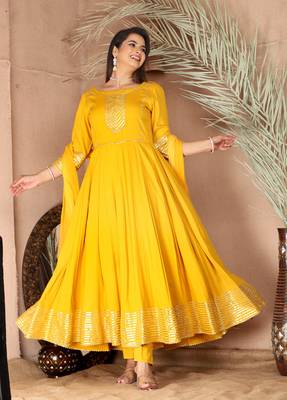 Yellow gota patti rayon kurta set 2
