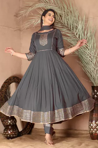 Grey gota patti rayon kurta set