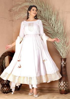 White gota patti rayon kurta set 2