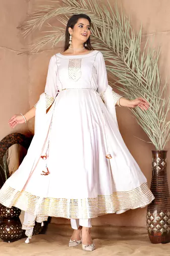 White gota patti rayon kurta set