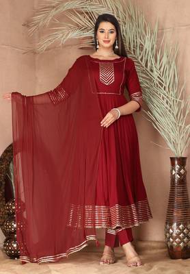 Maroon gota patti rayon kurta set 1