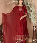 Maroon gota patti rayon kurta set