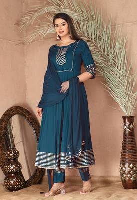 Blue gota patti rayon kurta set 2
