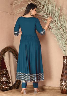 Blue gota patti rayon kurta set 4