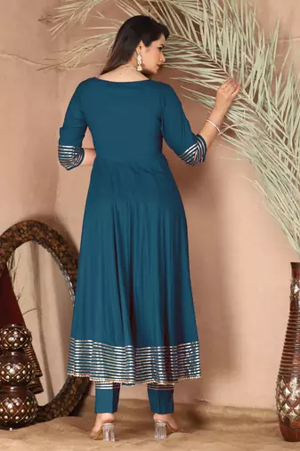 Blue gota patti rayon kurta set