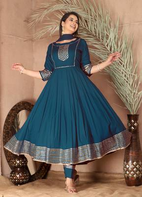 Blue gota patti rayon kurta set 5