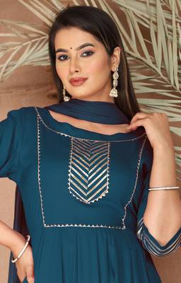 Blue gota patti rayon kurta set 6