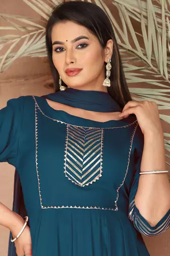 Blue gota patti rayon kurta set