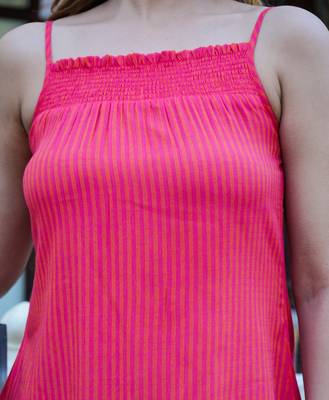 Women'S Viscose Stripe Printed Top (Orange) 5