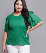 Women'S Plus Size Polyester Regular Top (Green)