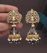 Maroon color meenakari earrings