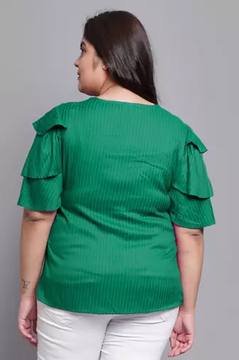 Women'S Plus Size Polyester Regular Top (Green)