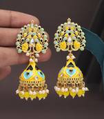 Yellow color meenakari earrings