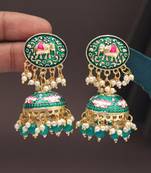 Green color meenakari earrings