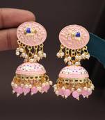 Pink color meenakari earrings