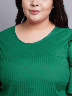 Women'S Plus Size Polyester Regular Top (Green) 5