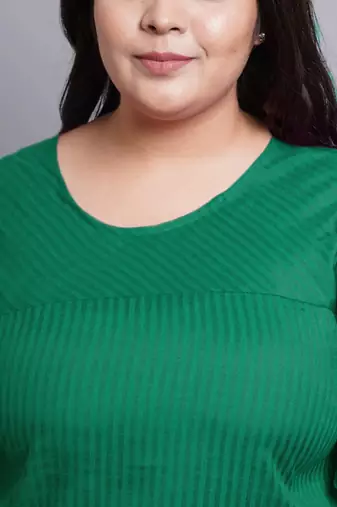 Women'S Plus Size Polyester Regular Top (Green)