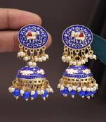 Blue color meenakari earrings
