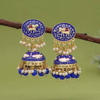 Blue color meenakari earrings 2
