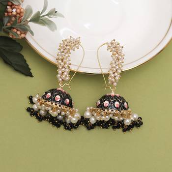 Black color meenakari earrings 2