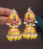 Yellow color meenakari earrings