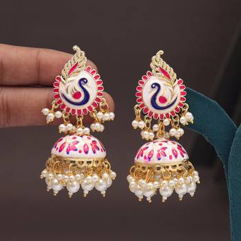 Black color meenakari earrings 1