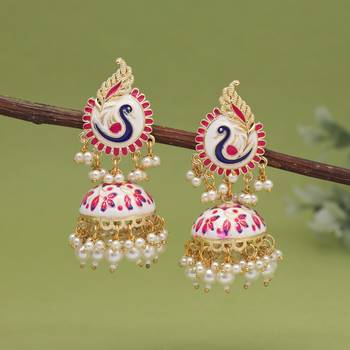 Black color meenakari earrings 2