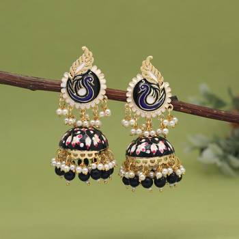 Black color meenakari earrings 2