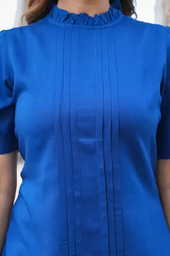 Women'S Rayon Dobby Designer Top (Blue)