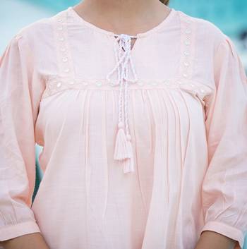 Women'S Plus Size Rayon Embroidered Top (Peach) 5
