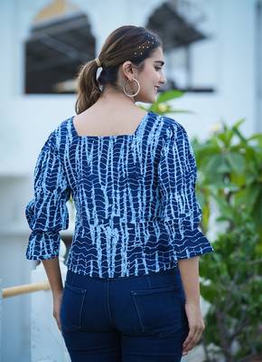Women'S Tie & Dye Printed Regular Top (Blue) 2