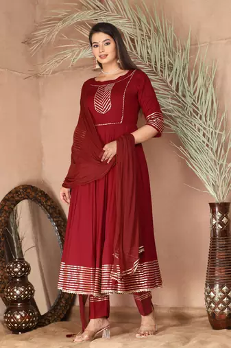Maroon gota patti rayon kurta set