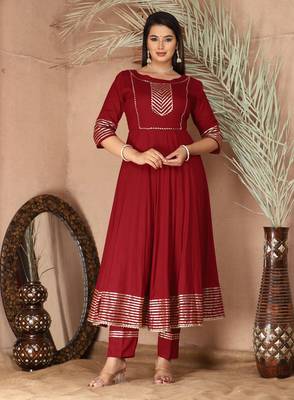 Maroon gota patti rayon kurta set 3