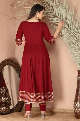 Maroon gota patti rayon kurta set