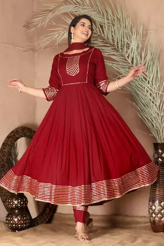 Maroon gota patti rayon kurta set