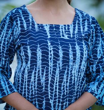 Women'S Tie & Dye Printed Regular Top (Blue) 5