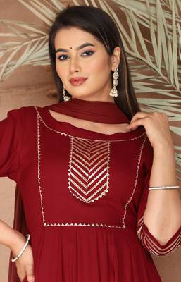 Maroon gota patti rayon kurta set 6