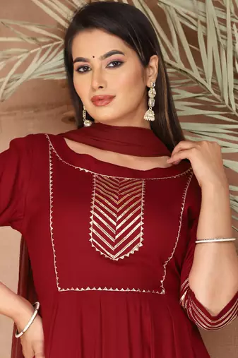Maroon gota patti rayon kurta set